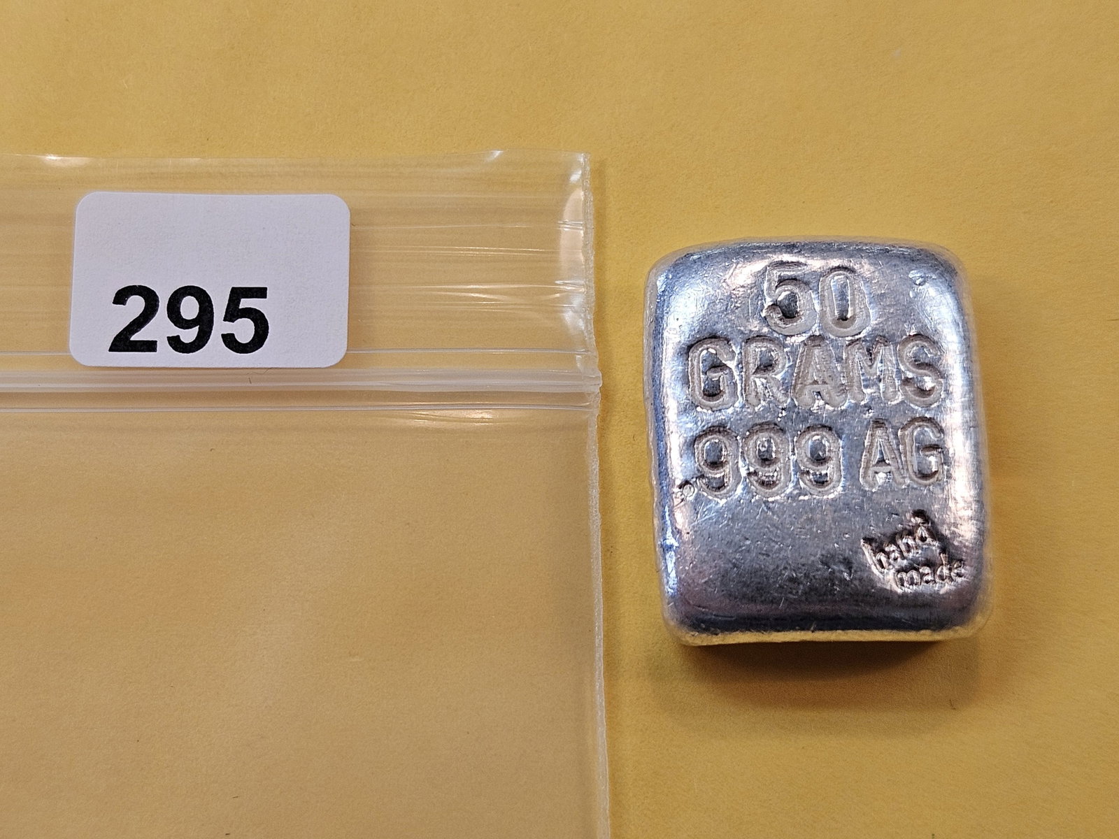 SILVER! Fifty Gram .999 fine Silver Bar: Hand Made
