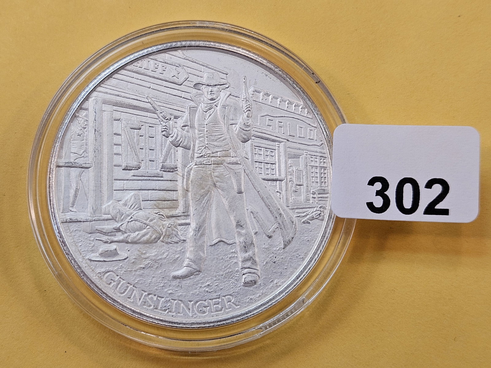 One Troy Ounce .999 fine Silver Art Round: Gunslinger