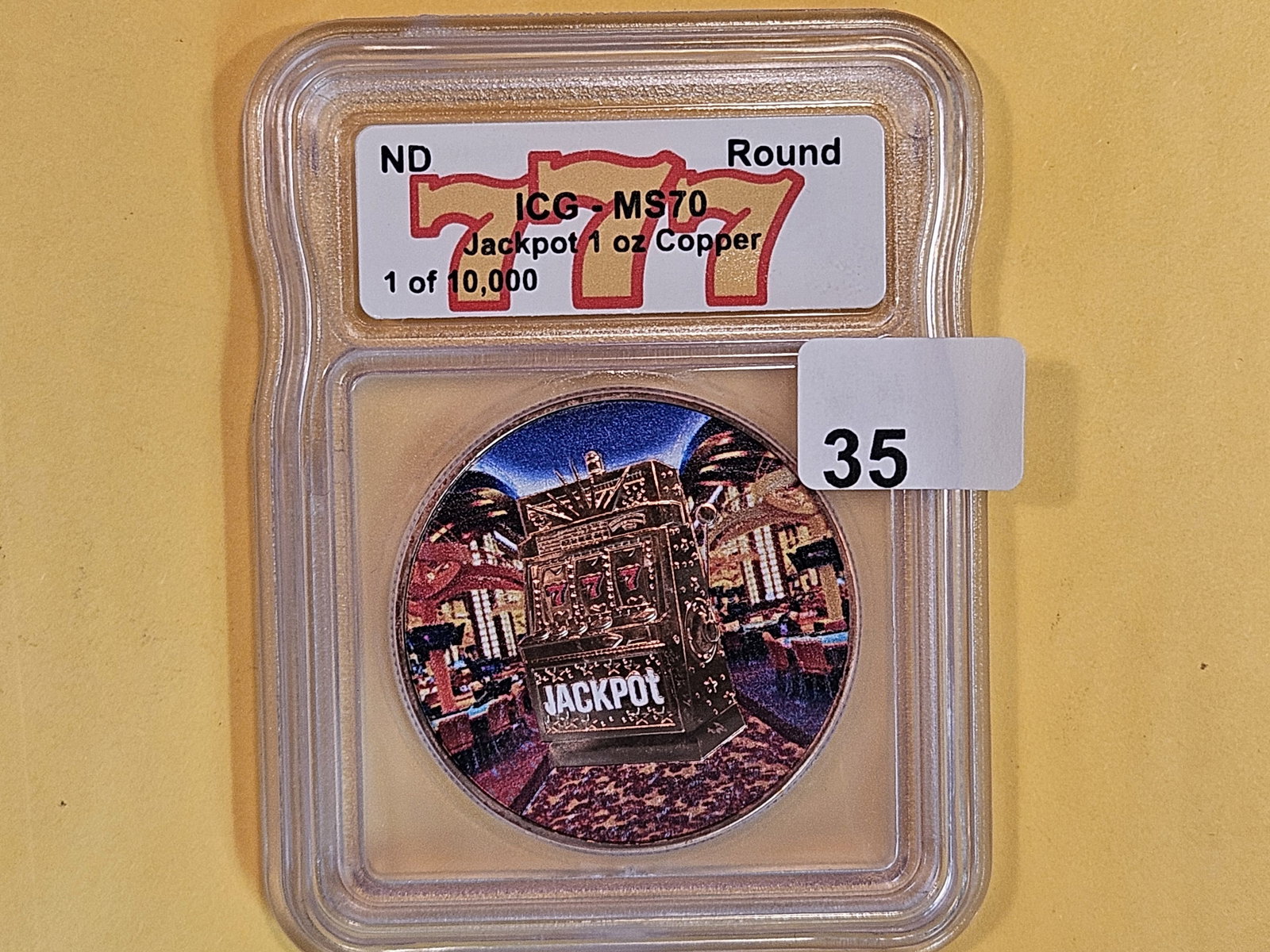 PERFECT! ICG No Date Jackpot 1 ounce .999 fine copper round: One of 10,000