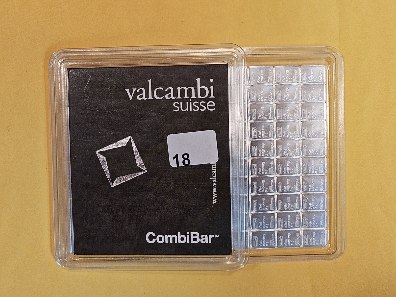 SILVER! VALCAMBI Suisse 100 GRAM .999 fine silver Combibar: In original assay holder packaging