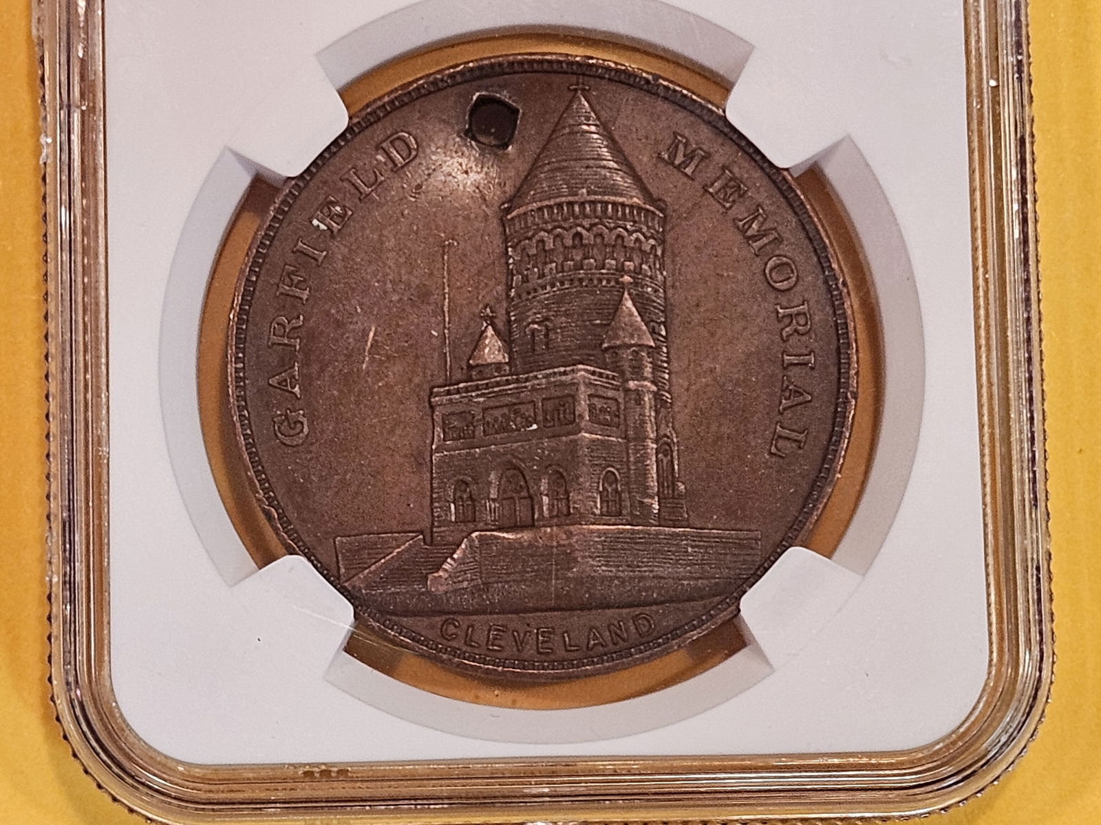 NGC Garfield Memorial So-Called Dollar in About Uncirculated - details: CIRCA 1890 38mm UNDATED COPPER GARFIELD MEMORIAL CLEVELAND, OH. Only a couple graded!