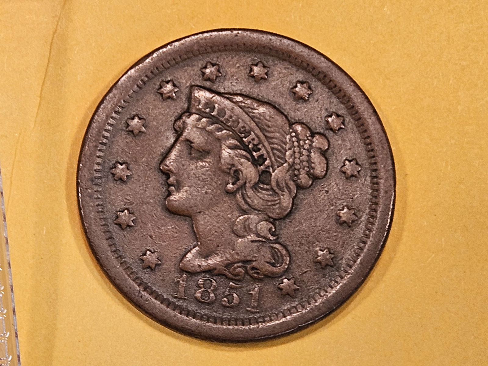 1851 Braided Hair Large Cent (1 of 3)