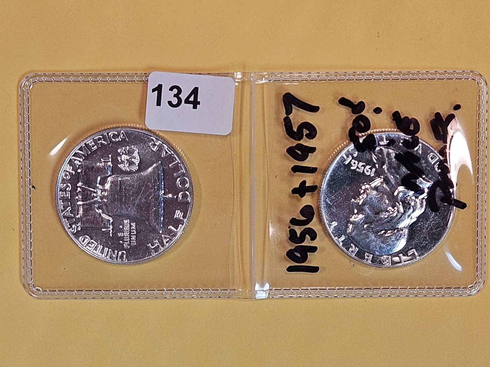 1956 and 1957 Silver Proof Franklin Half Dollars (1 of 2)