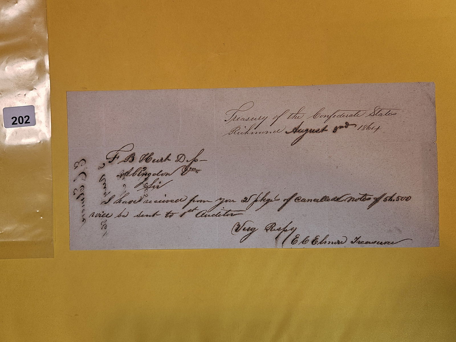 ** VERY COOL and RARE! 1864 Confederate Hand-written Receipt (1 of 5)