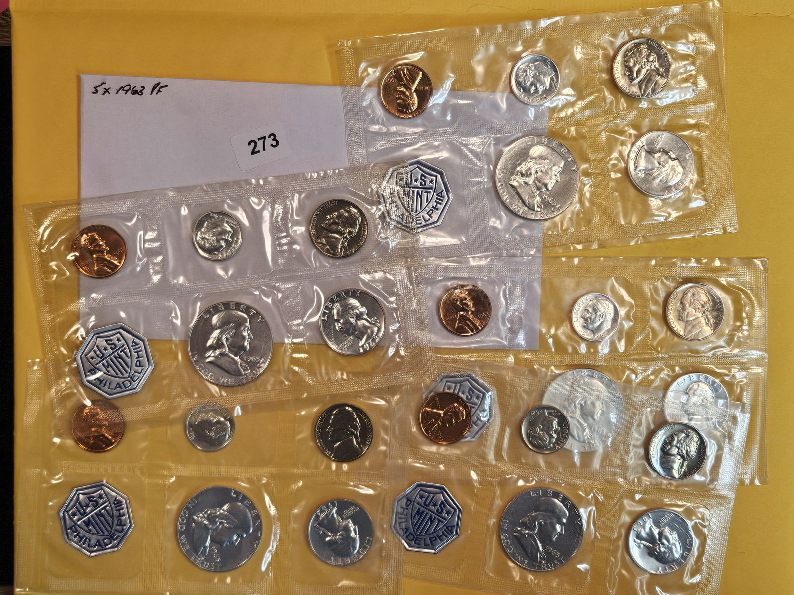 Five 1963 US Silver Proof Sets (1 of 1)
