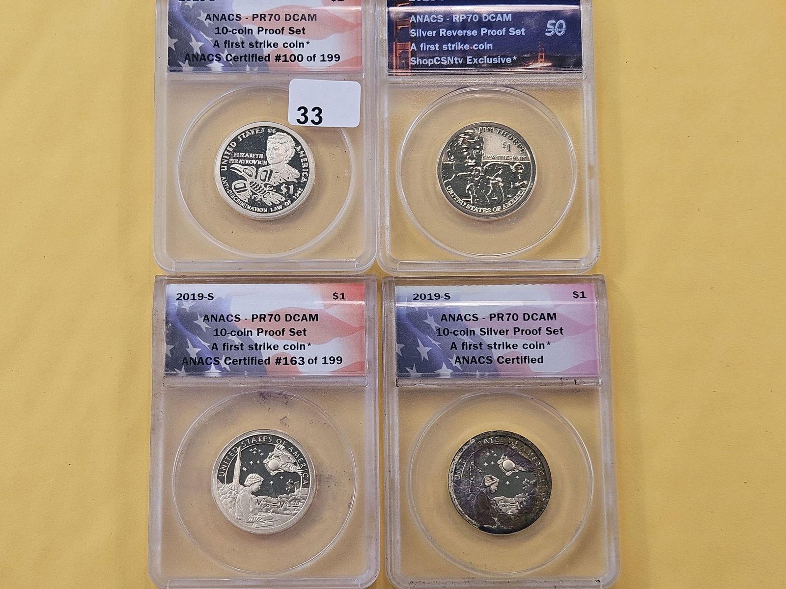 PERFECT! Four ANACS Proof 70 Deep Cameo Presidential Dollars (1 of 6)