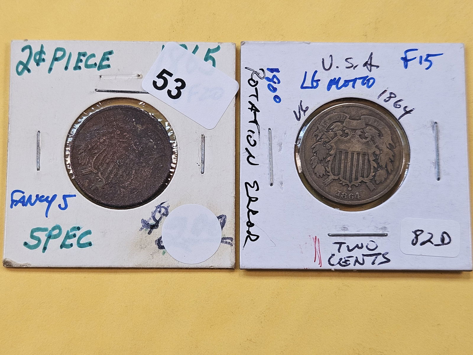 1864 and 1865 Two Cent Pieces (1 of 6)