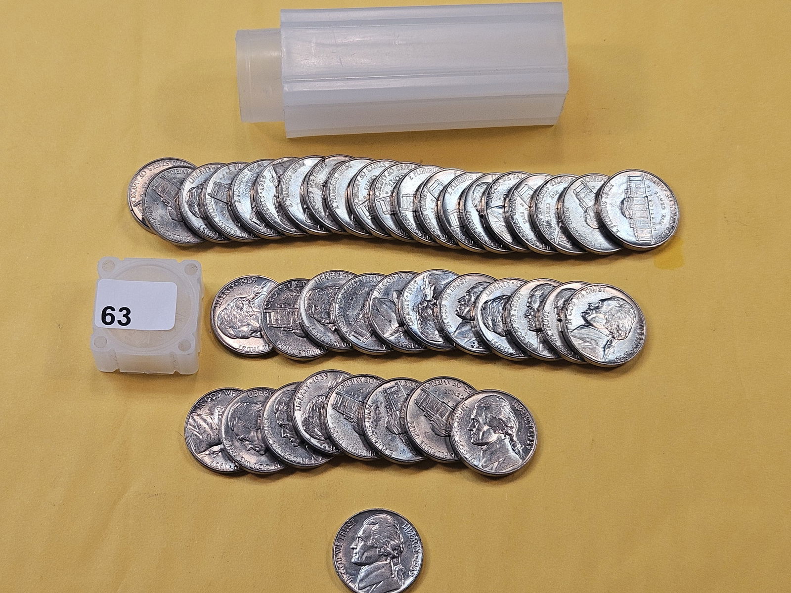 One Roll of Brilliant Uncirculated 1939 Jefferson Nickels (1 of 4)