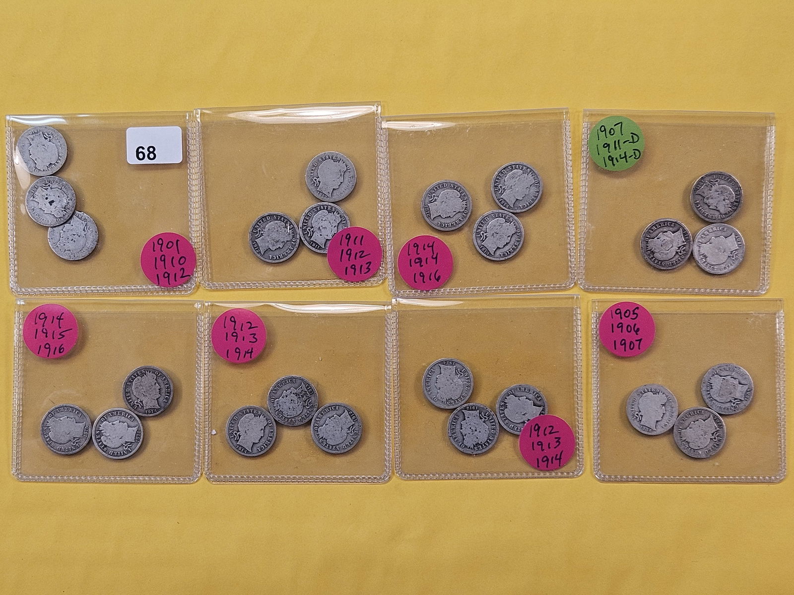 Twenty-four Circulated Barber Silver Dimes (1 of 6)