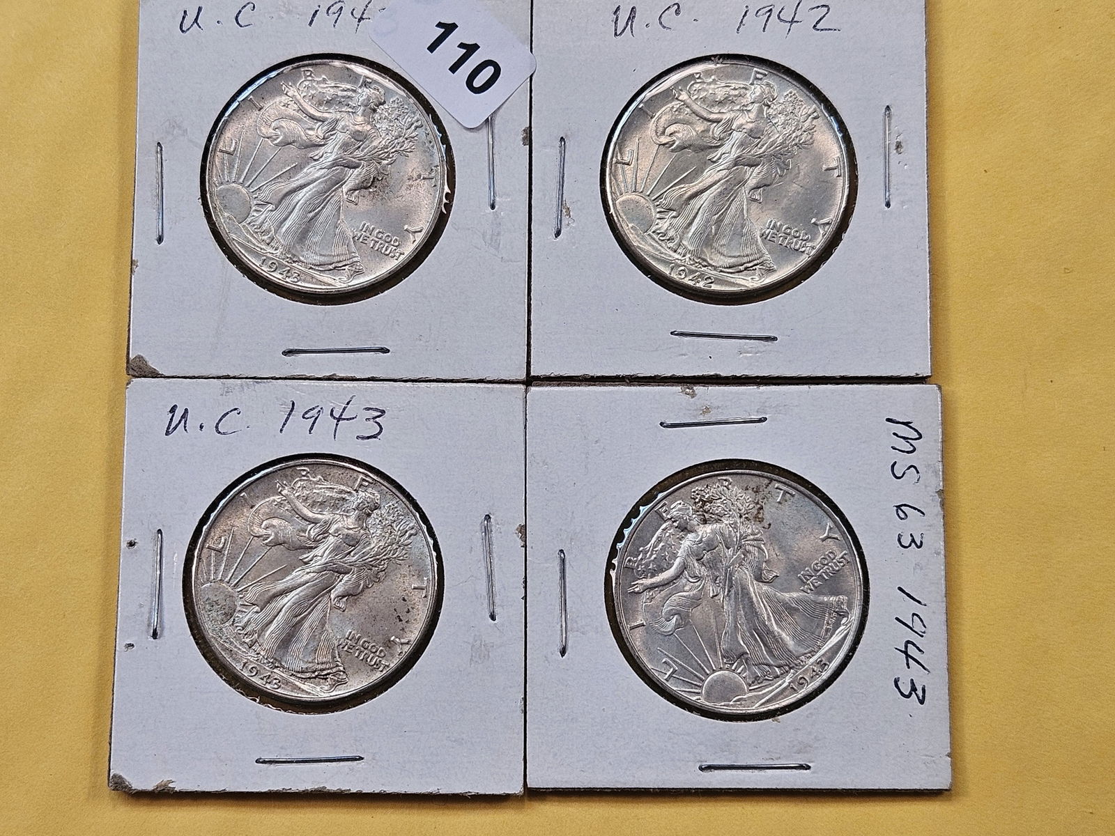 Four Brilliant Uncirculated Walking Liberty Silver Half Dollars (1 of 10)