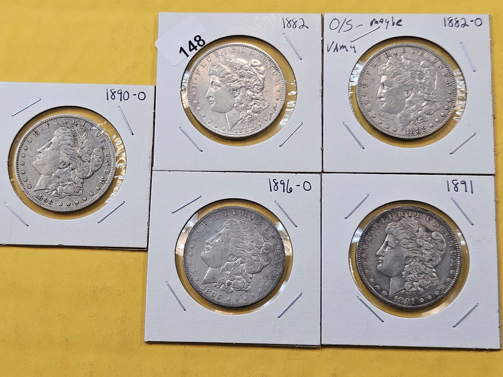 Five Circulated Morgan Silver Dollars (1 of 8)