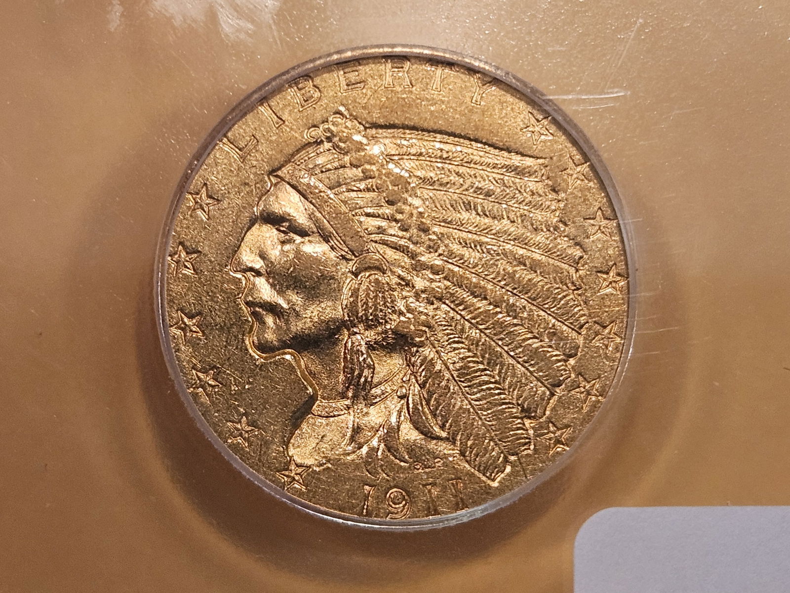 GOLD! ICG 1911 INdian Head $2.5 Dollar Gold in About Uncirculated 55 (1 of 4)