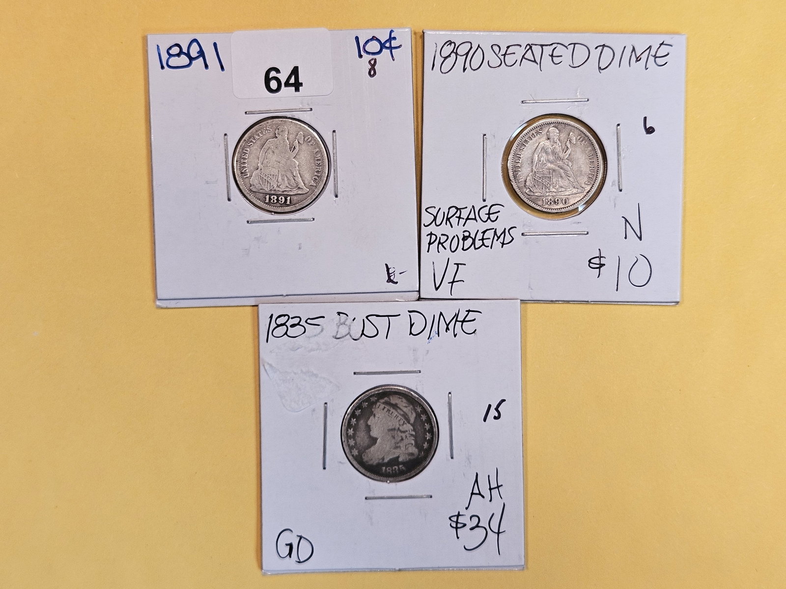 Three mixed silver Dimes (1 of 4)