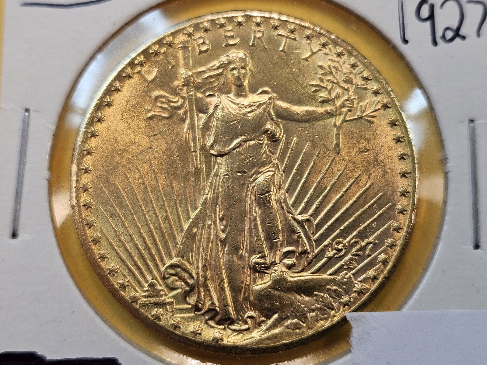 GOLD! Brilliant AU-BU 1927 Saint Gaudens Twenty Dollar Gold (1 of 4)