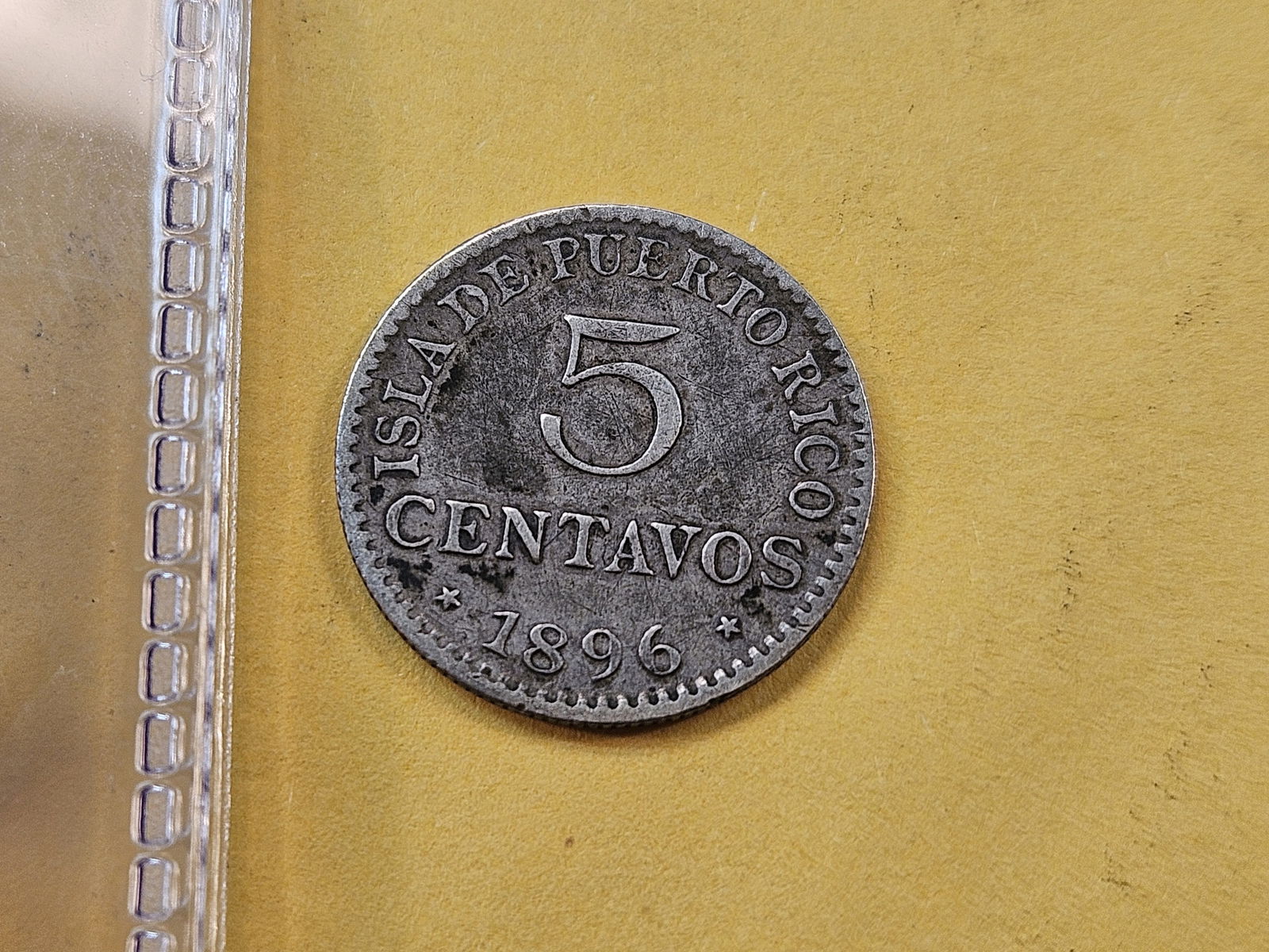 1896 Puerto Rico Five Cents in Very Fine (1 of 4)