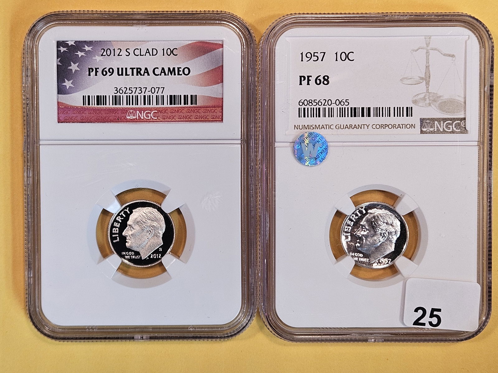 Two GEM, Proof, NGC-graded Roosevelt Dimes (1 of 2)