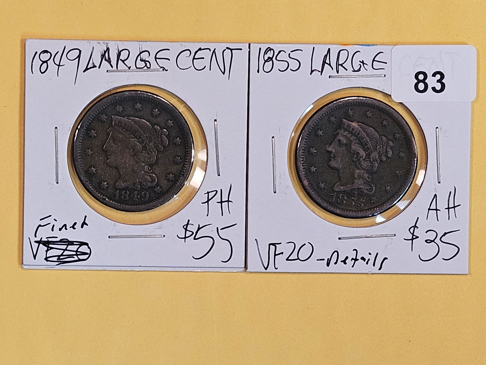 1849 and 1855 Braided Hair Large Cents (1 of 3)