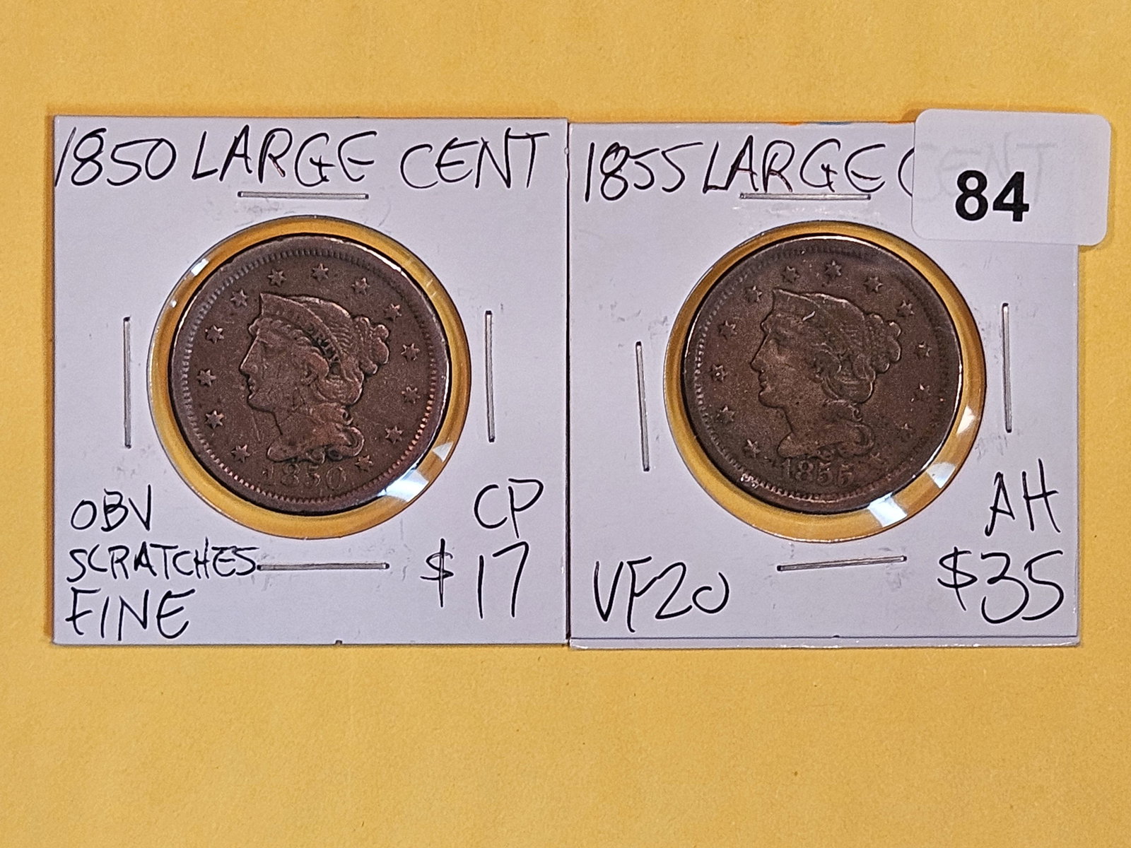 1850 and 1855 Braided hair Large Cents (1 of 3)