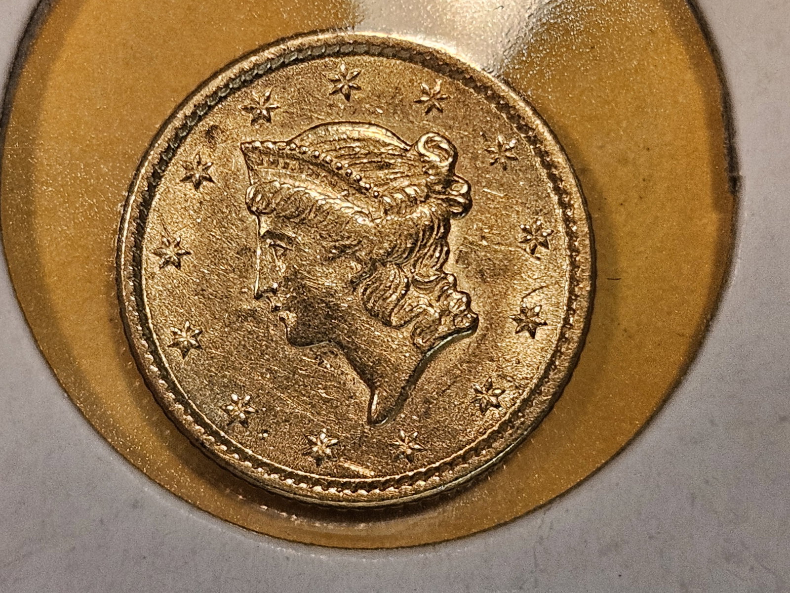 GOLD! Brilliant About Uncirculated 1853 Gold Dollar (1 of 4)