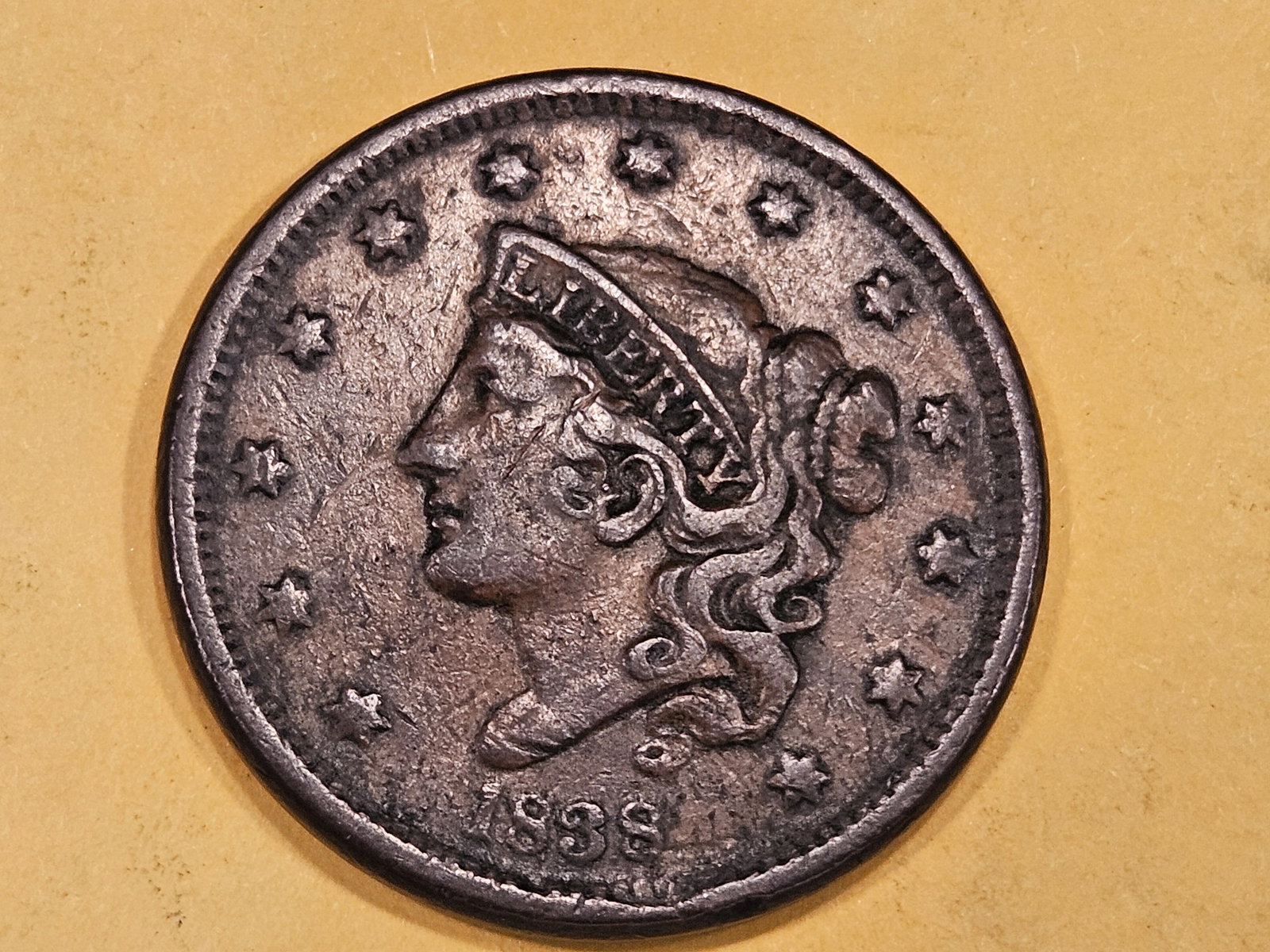 1838 Beaded Cord Large Cent (1 of 5)