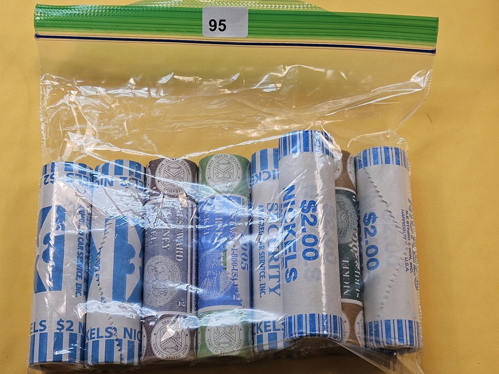 Eight Brilliant Uncirculated Bank-wrapped Rolls of Jefferson Nickels (1 of 2)