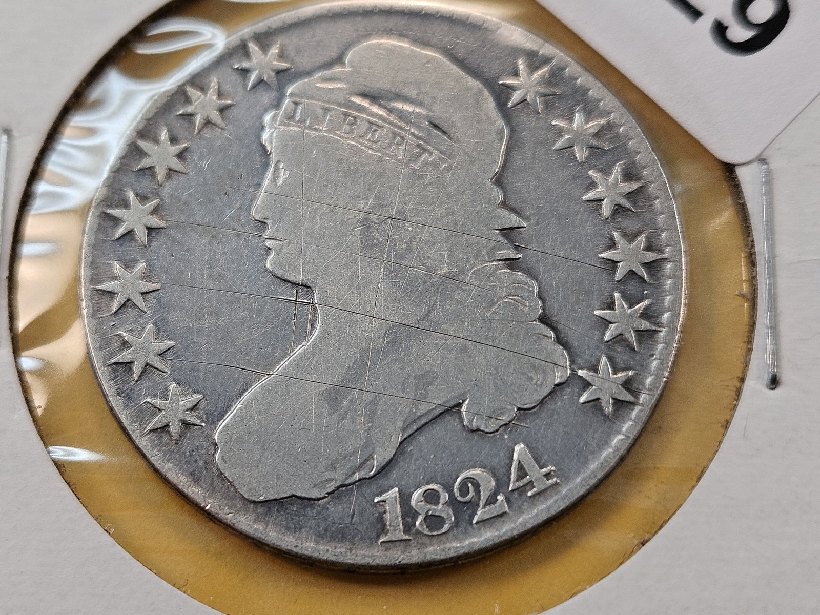 1824 Bust Silver Half Dollar: Circulated -details