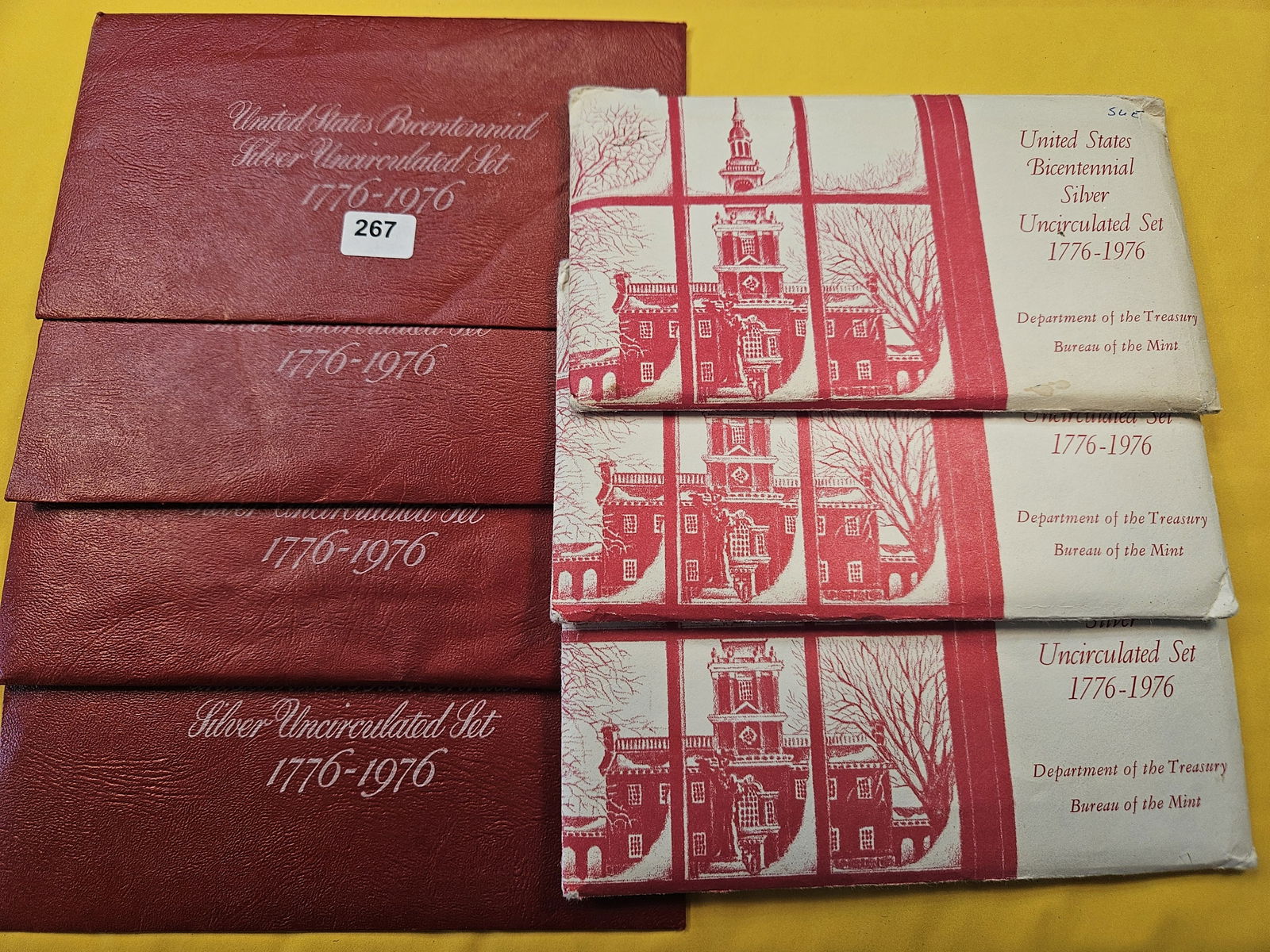 Seven US Mint Bicentennial Silver Uncirculated 3-Coin Sets (1 of 4)