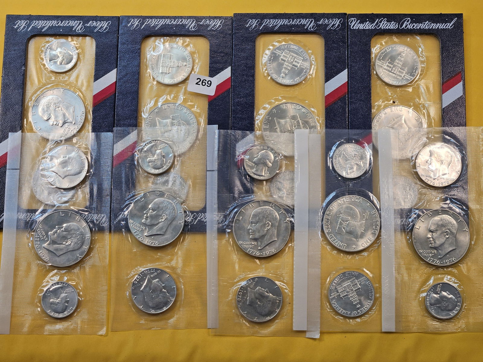 Nine US Mint Bicentennial Silver Uncirculated 3-Coin Sets (1 of 5)