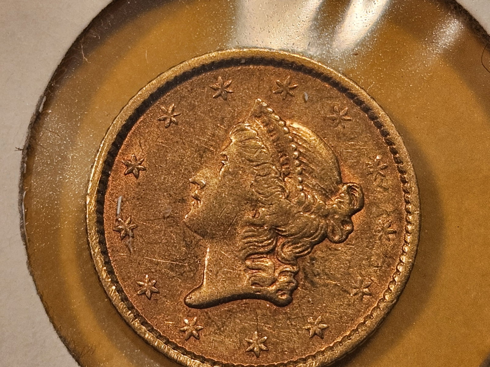 GOLD! Brilliant AU-BU 1852 Gold Dollar (1 of 8)