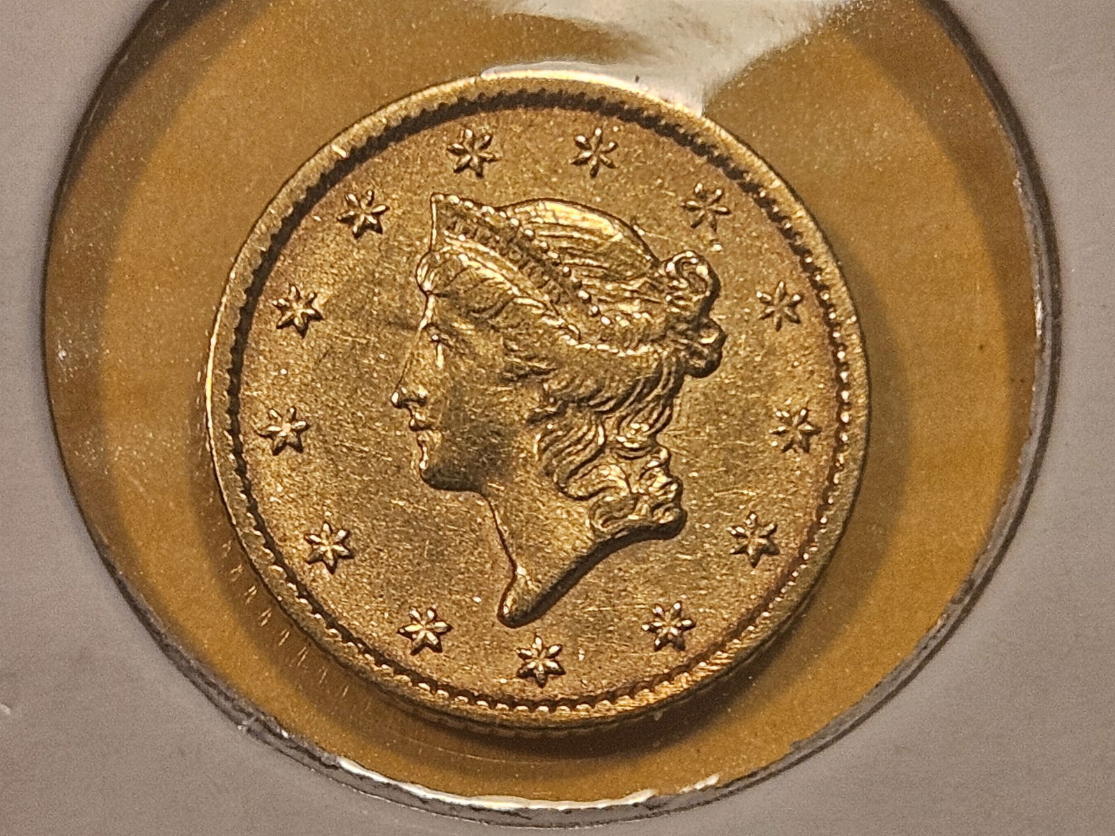 GOLD! Brilliant About Uncirculated PLus 1852 Gold Dollar (1 of 4)