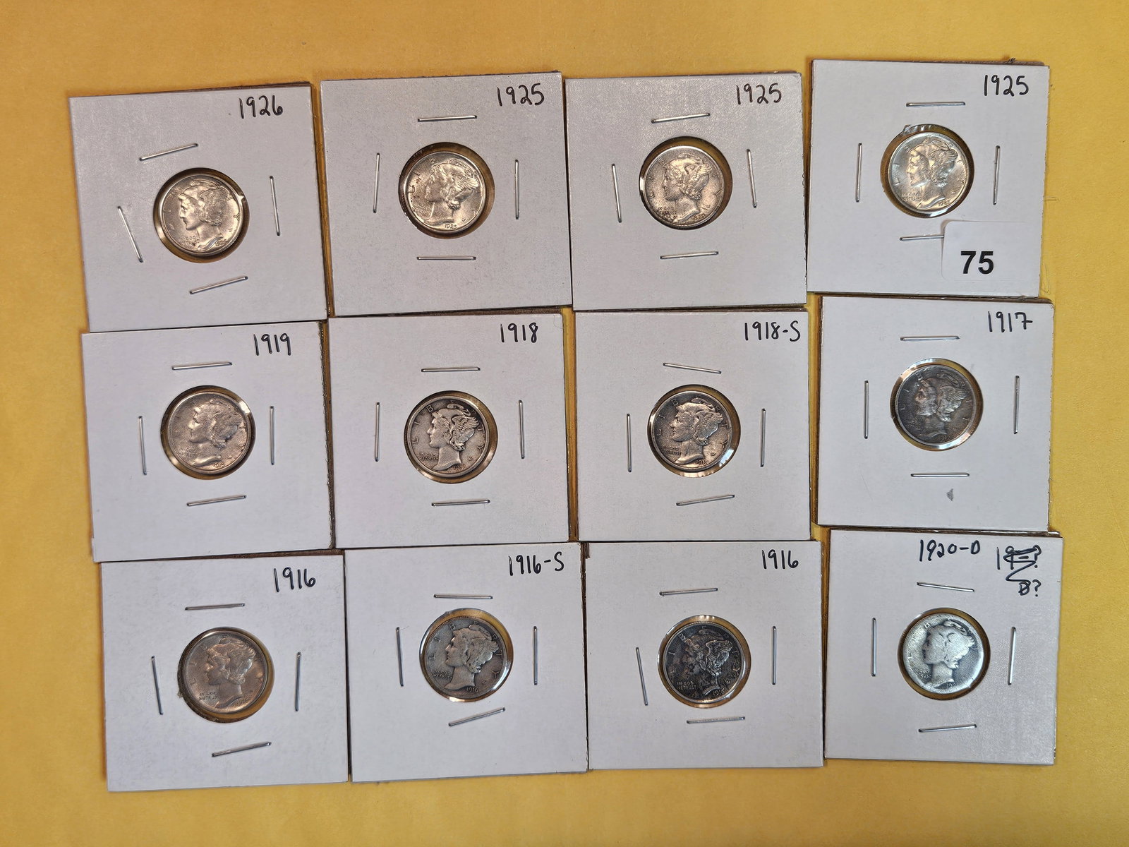 Twelve mixed silver Mercury Dimes (1 of 8)