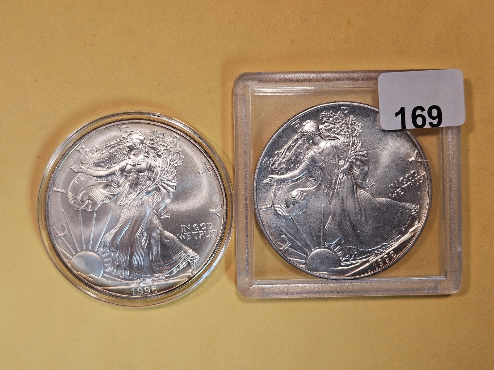 Two GEM Brilliant Uncirculated American Silver Eagles (1 of 3)