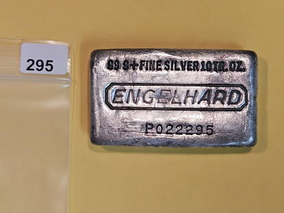 ENGELHARD! TEN TROY OUNCE .999 fine silver bar: Better Engelhard bar with serial number