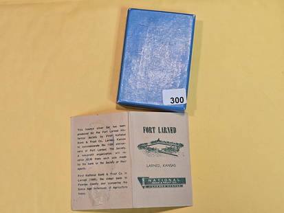 THREE Troy ounce .999 fine silver art bar: Fort Larned Kansas