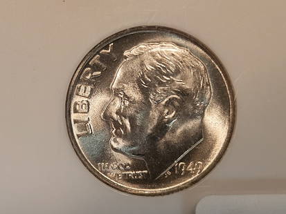 Superb GEM! NGC 1949-S Roosevelt Silver Dime in Mint State 67: Impressive cartwheel luster with sharp design elements and superb eye appeal for the grade.