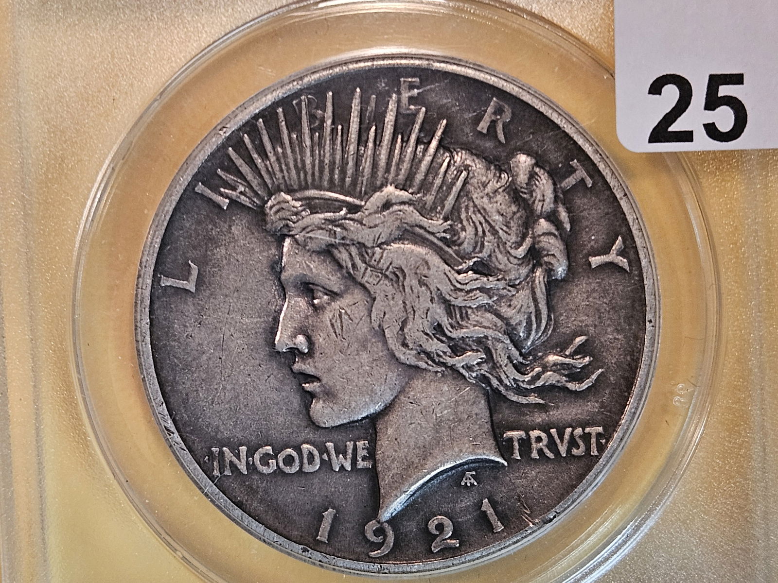** KEY DATE ** ANACS 1921 silver Peace Dollar in About Uncirculated - 50 Details (1 of 4)