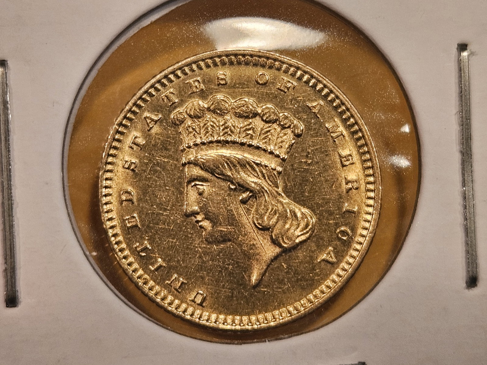 GOLD! Choice Brilliant Uncirculated - details Type 2 1873 Gold Dollar: Purty Type 2