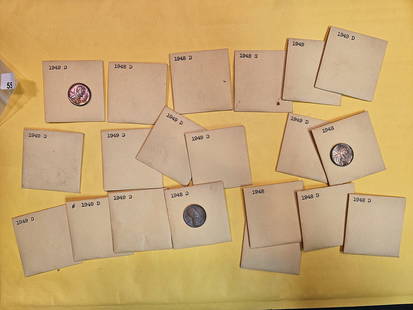 Toners! Twenty Wheat cents: All in manila flips. All with some degree of toning. Some look pretty cool. Can't pull them all out. Most are repeating dates. If you like toners, you'll like this lot