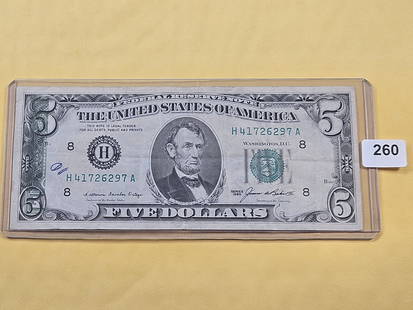 ERROR! Series 1985 Five Dollar Federal Reserve Note: Printing Error