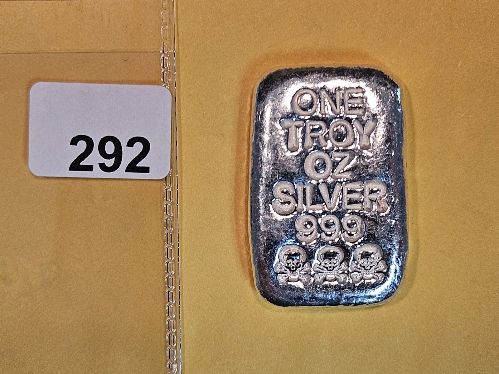 One Troy ounce .999 fine silver poured bar (1 of 2)