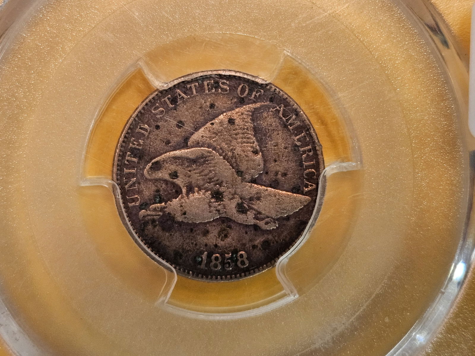 PCGS 1858 Flying eagle Cent in Very Good - details (1 of 3)