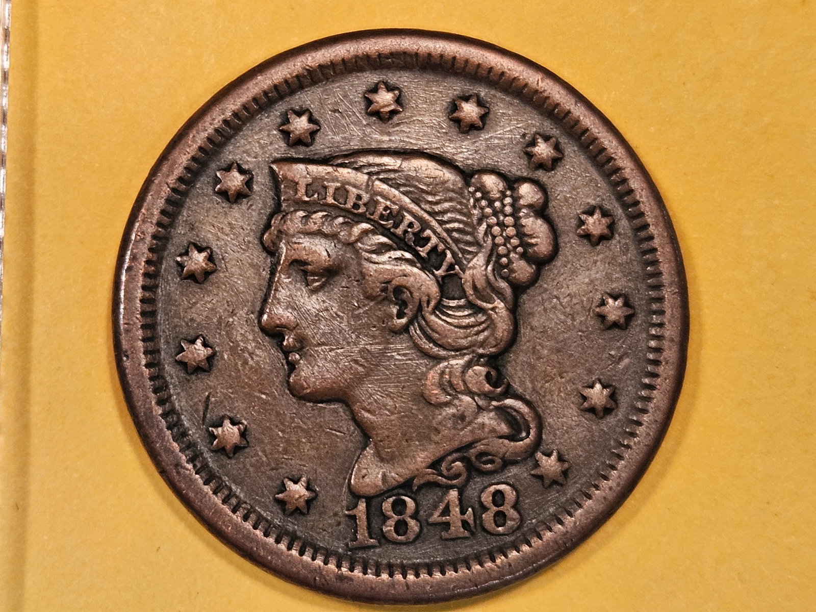 1848 Braided Hair Large Cent in Extra Fine - 45 (1 of 4)
