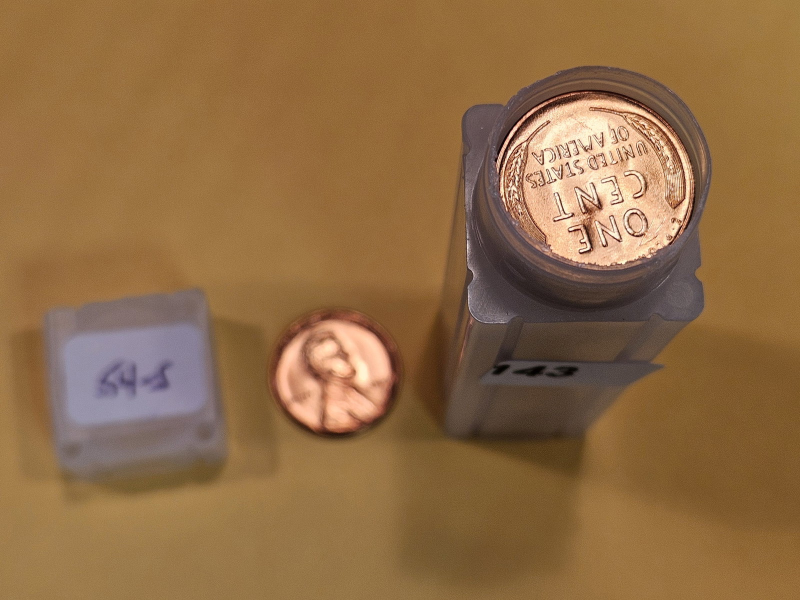 GEM Brilliant Uncirculated roll of 1954-S Wheat cents (1 of 2)