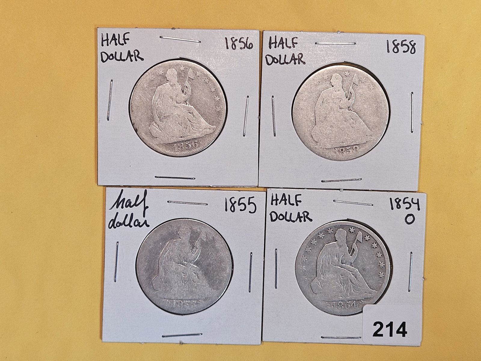 Four Silver Seated Liberty Half Dollars (1 of 3)