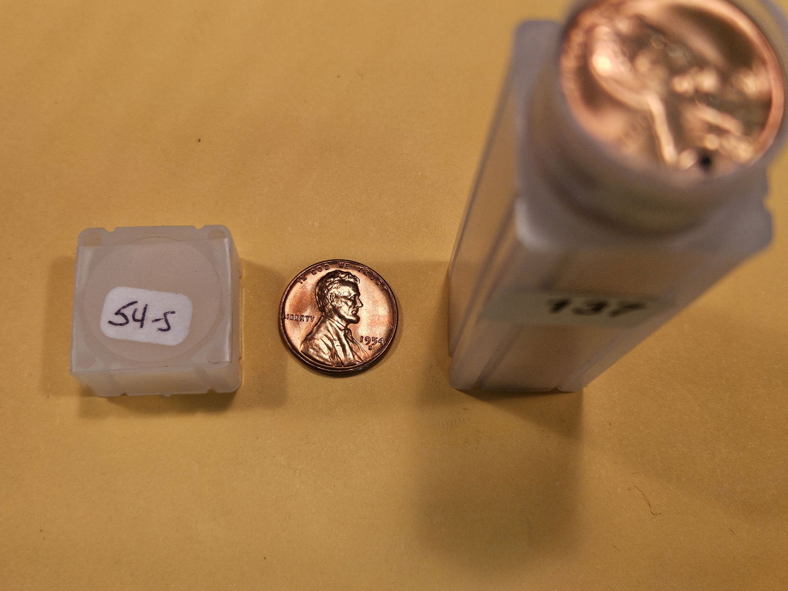 GEM Brilliant Uncirculated roll of 1954-S Wheat cents (1 of 2)