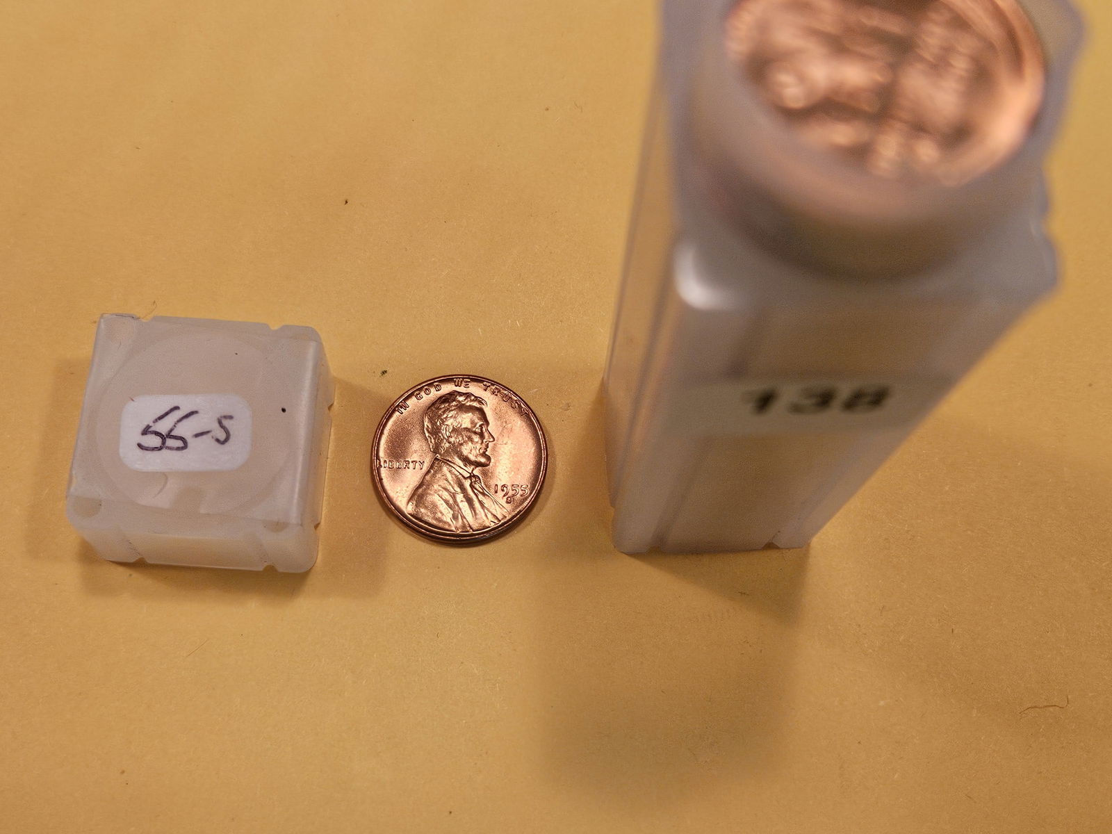 GEM Brilliant Uncirculated roll of 1955-S Wheat cents (1 of 2)