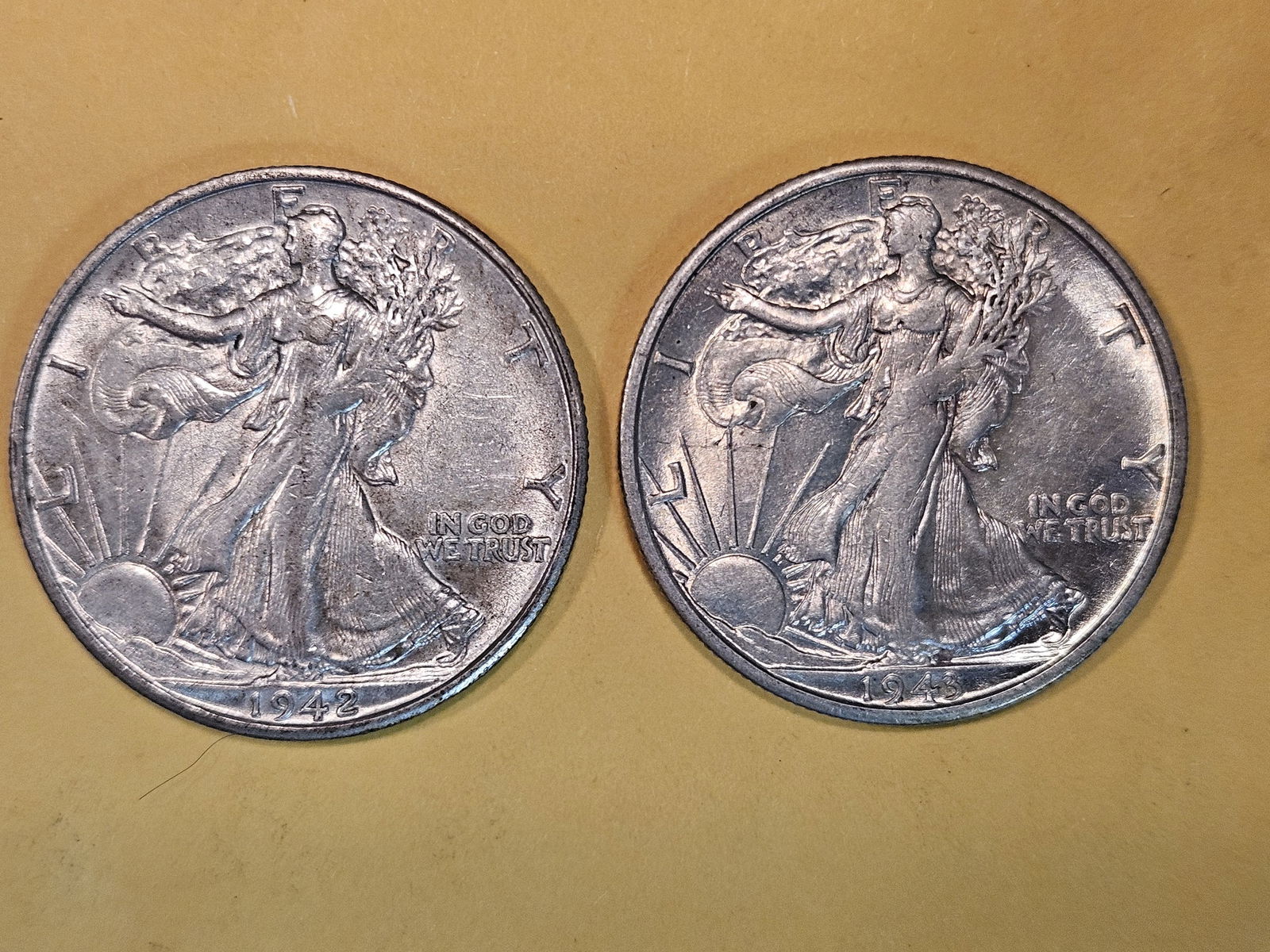Two Brilliant About Uncirculated plus Walking Liberty silver Dollars (1 of 4)