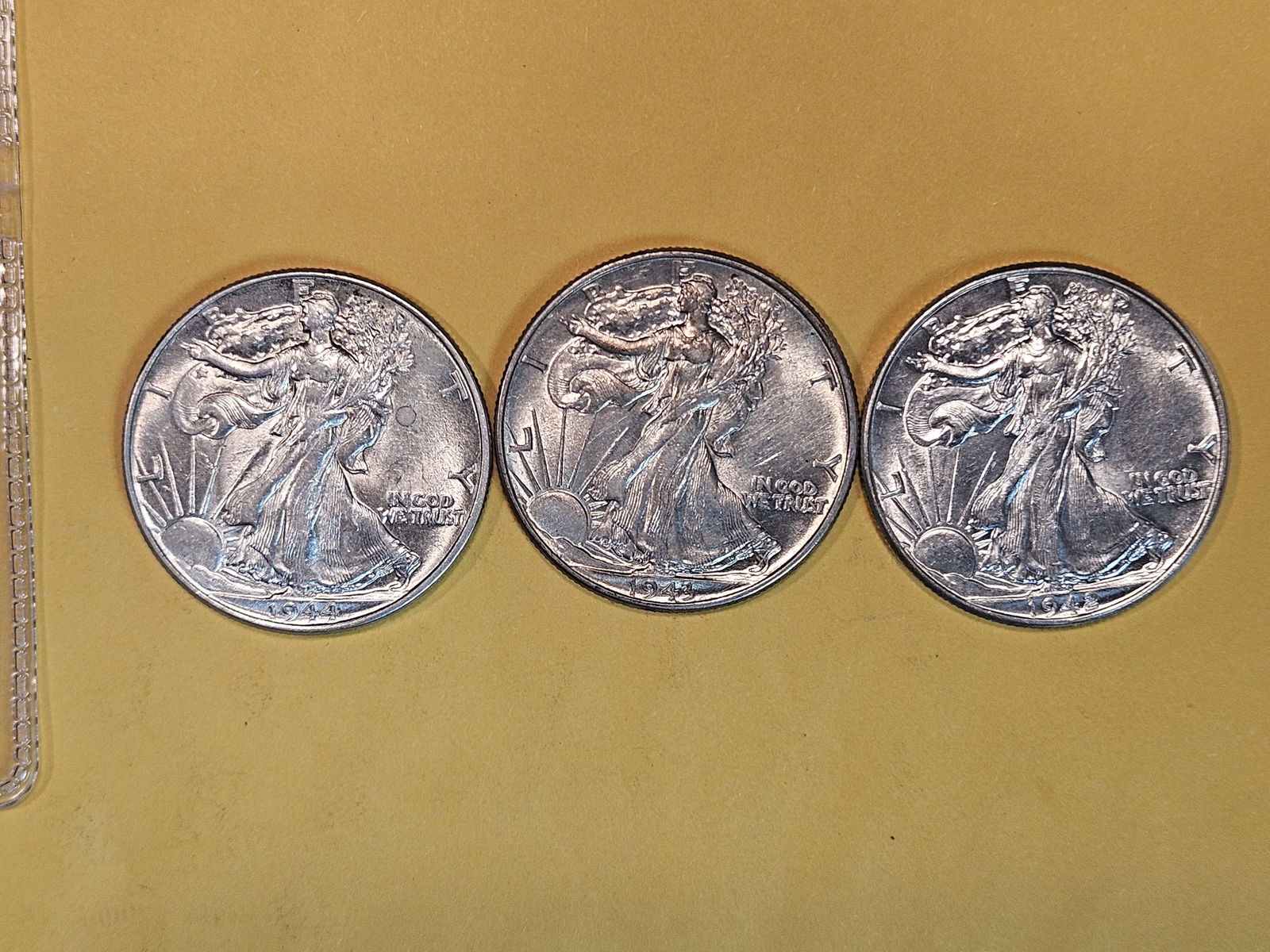 Three Brilliant About Uncirculated plus Walking Liberty silver Dollars (1 of 4)