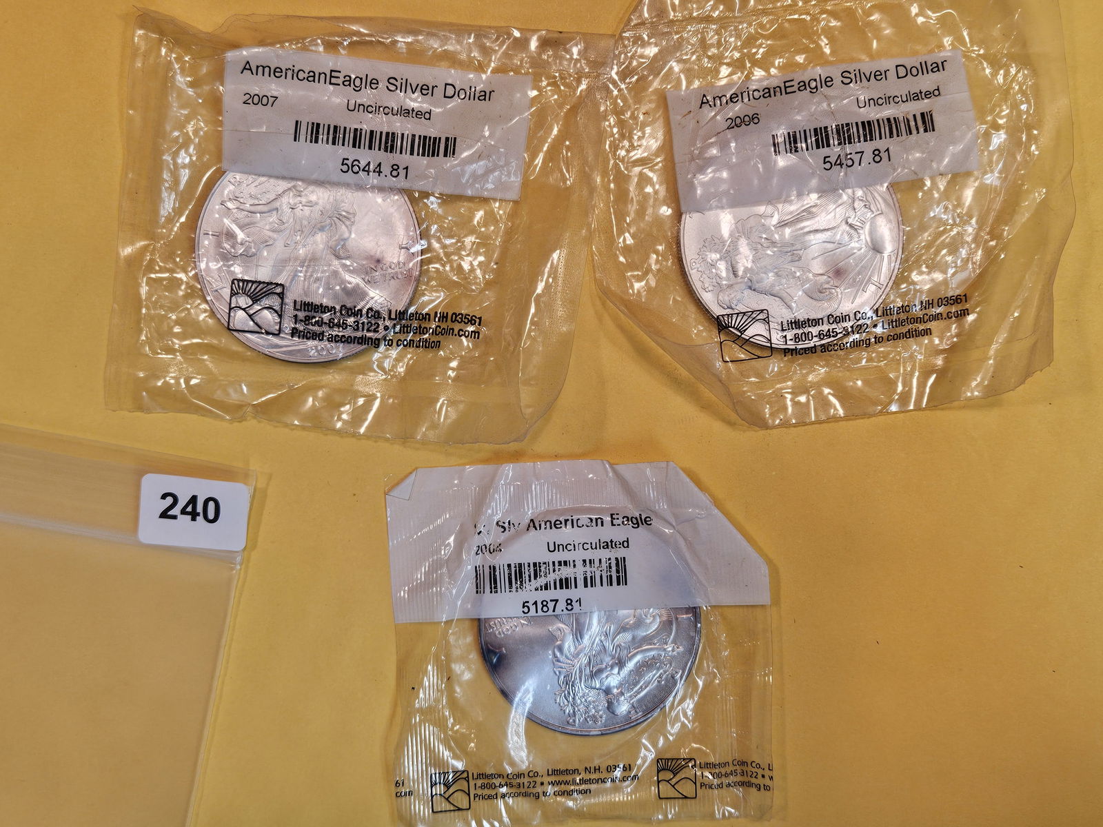 2007, 2006, and 2004 Brilliant Uncirculated American Silver Eagles (1 of 2)