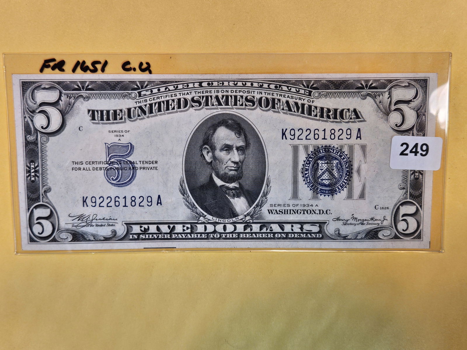 Crisp Uncirculated 1934-A Five Dollar Silver Certificate (1 of 2)